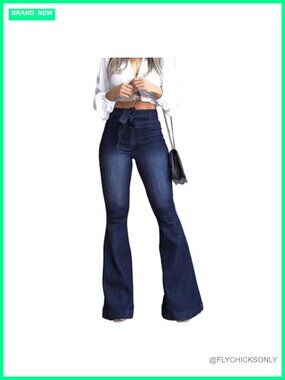 High Waisted Flare Bell Bottom Jeans Stretch Denim Wide Leg Pants
